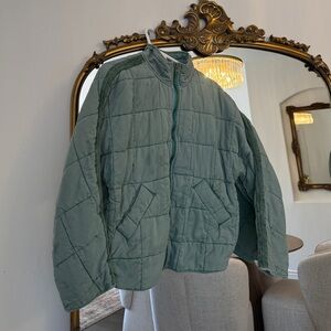 FREE PEOPLE Green Quilted Jacket